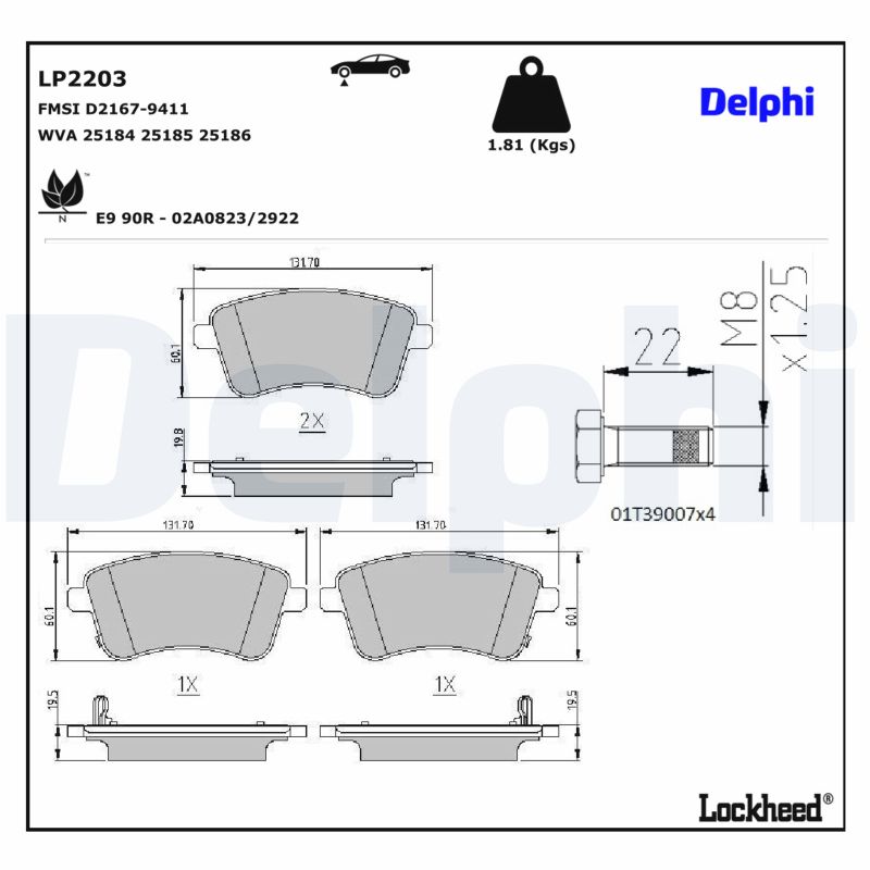 DELPHI Bremseklodser lp2203 for KIA KIA (DYK)