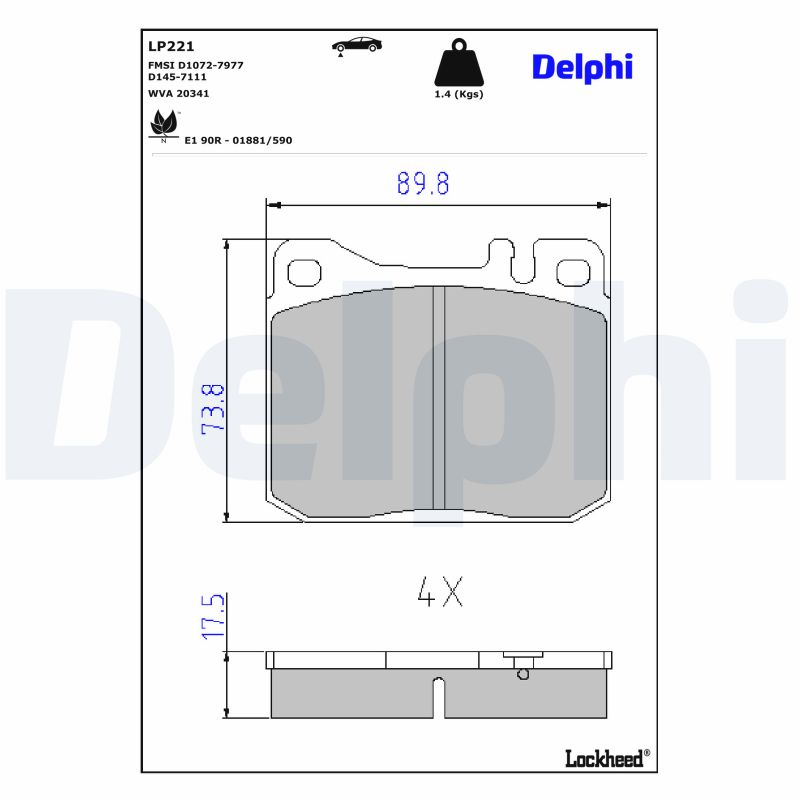 DELPHI Bremseklodser lp221 for MERCEDES-BENZ