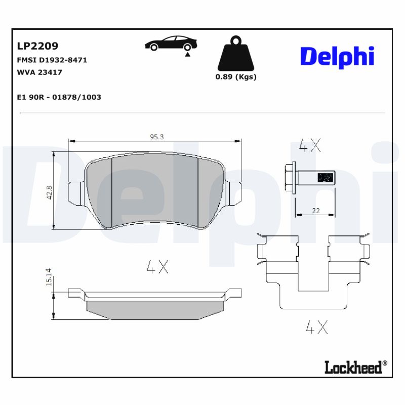 DELPHI Bremseklodser lp2209 for VAUXHALL OPEL