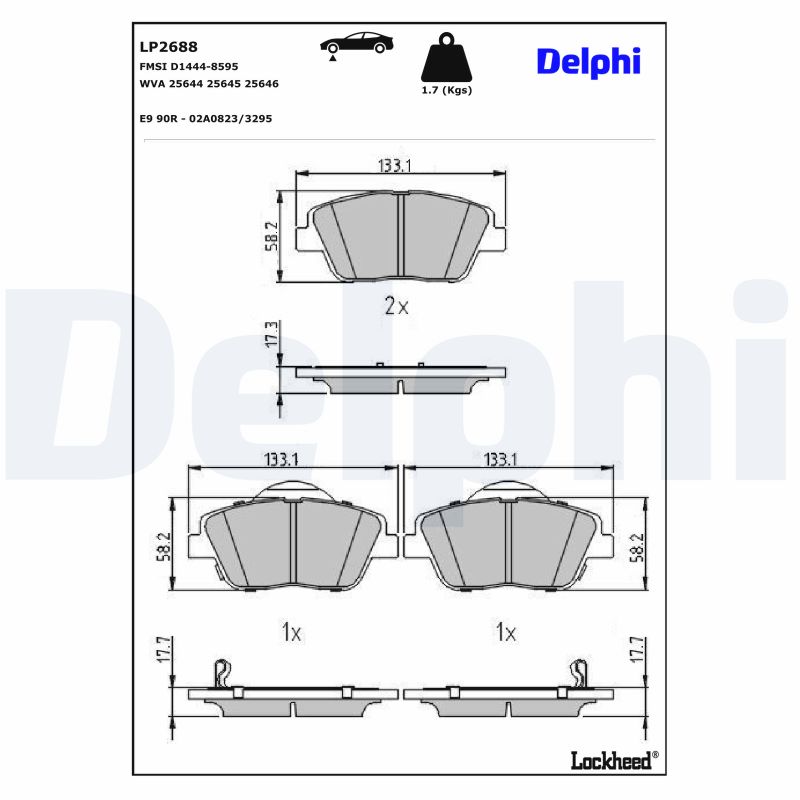 DELPHI Bremseklodser lp2688 for HYUNDAI KIA