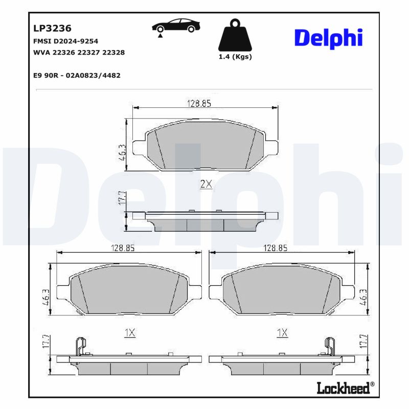 DELPHI Bremseklodser lp3236 for OPEL VAUXHALL