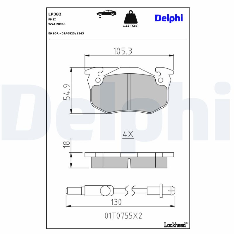 DELPHI Bremseklodser lp382 for PEUGEOT