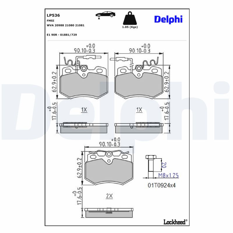 DELPHI Bremseklodser lp536 for PEUGEOT