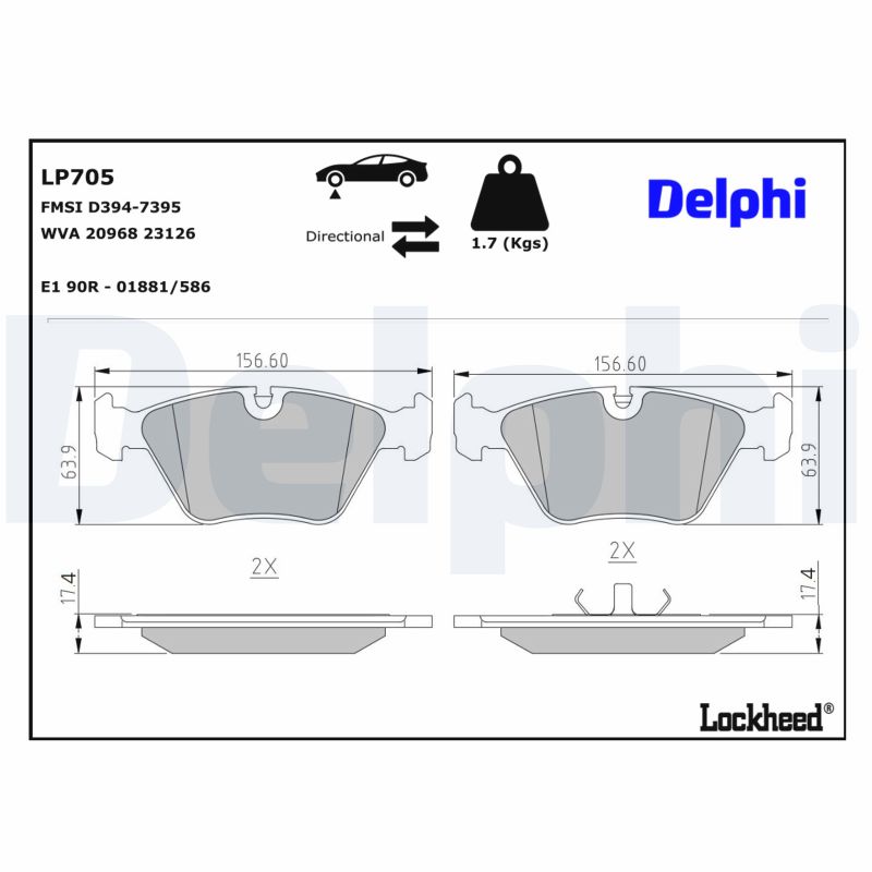DELPHI Bremseklodser lp705 for DAIMLER JAGUAR AUDI