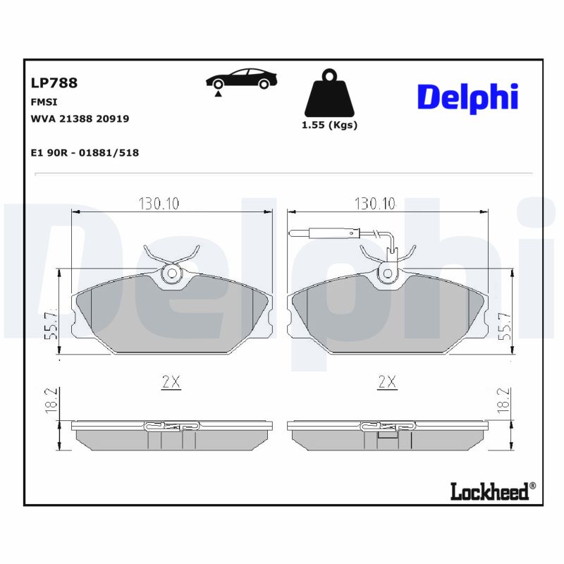 DELPHI Bremseklodser lp788 for DAEWOO ALPINE RENAULT