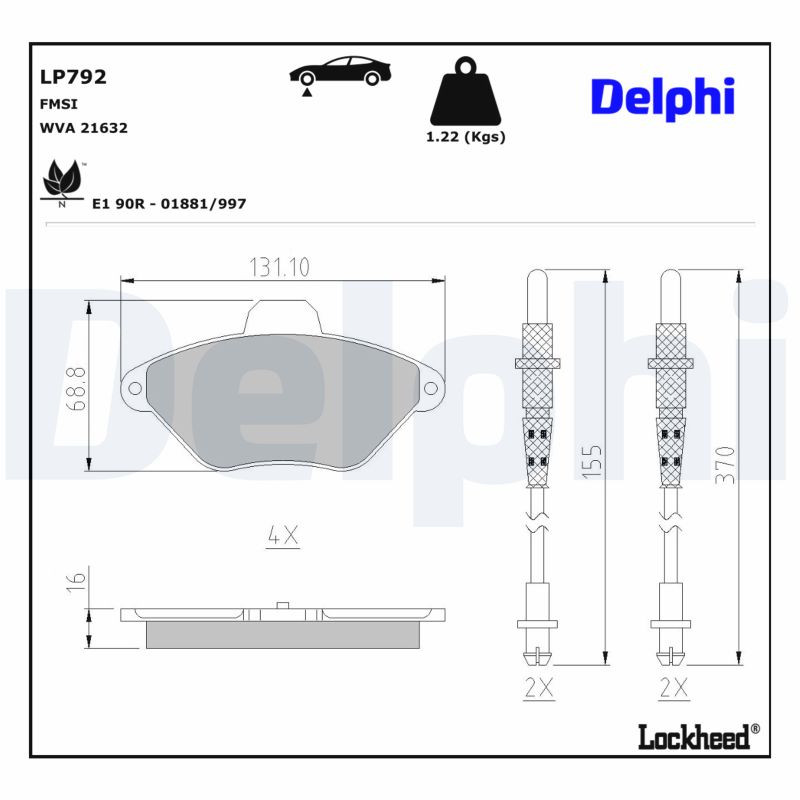 DELPHI Bremseklodser lp792 for CITROËN