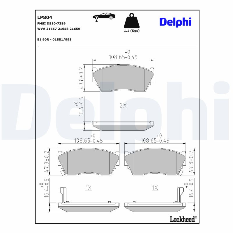 DELPHI Bremseklodser lp804 for NISSAN