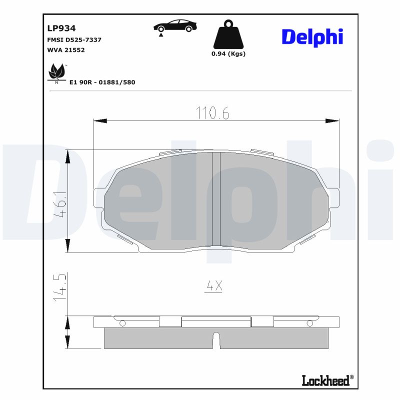 DELPHI Bremseklodser lp934 for MAZDA