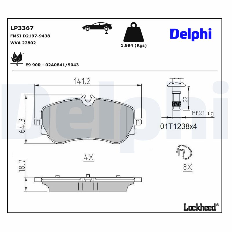 DELPHI Bremseklodser lp3367 for MAN VW