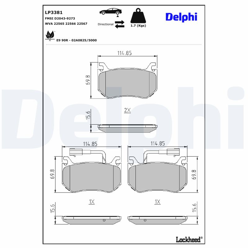 DELPHI Bremseklodser lp3381 for ALFA ROMEO