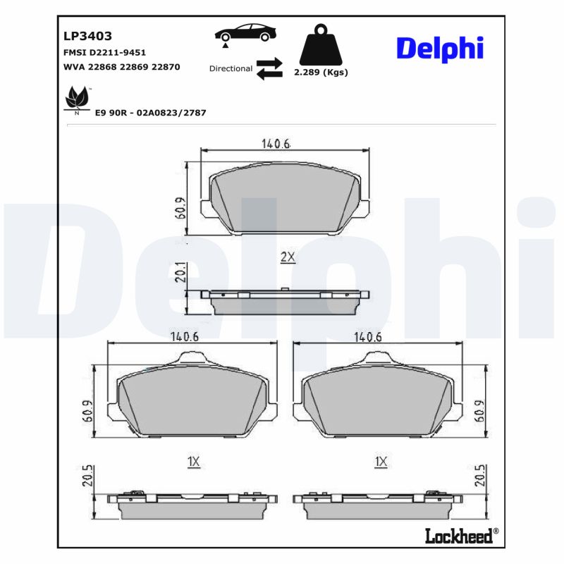 DELPHI Bremseklodser lp3403 for HYUNDAI