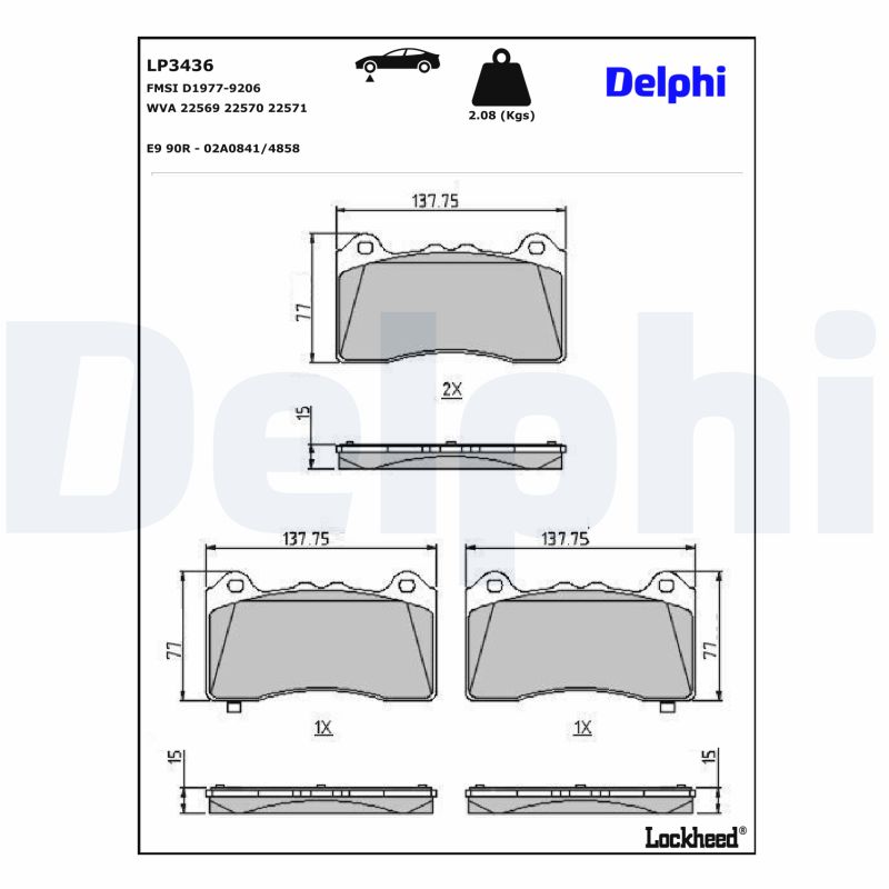 DELPHI Bremseklodser lp3436 for FORD