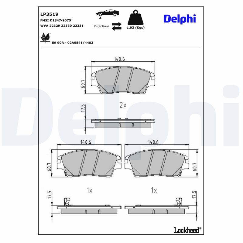 DELPHI Bremseklodser lp3519 for HYUNDAI KIA
