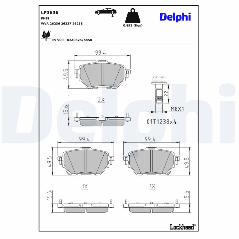 DELPHI Bremseklodser lp3636 for TOYOTA