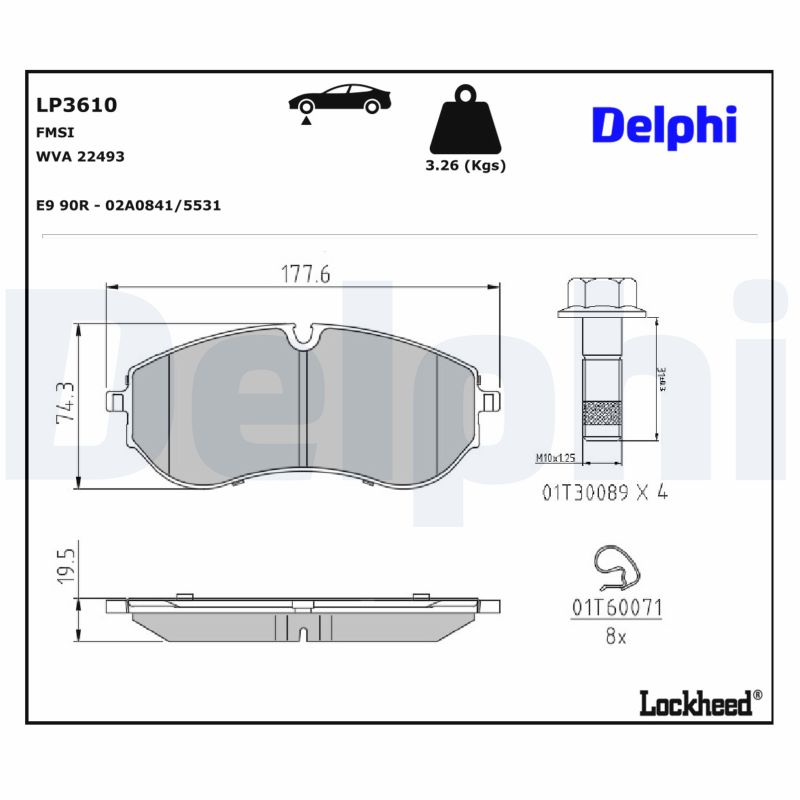 DELPHI Bremseklodser lp3610 for MAN VW