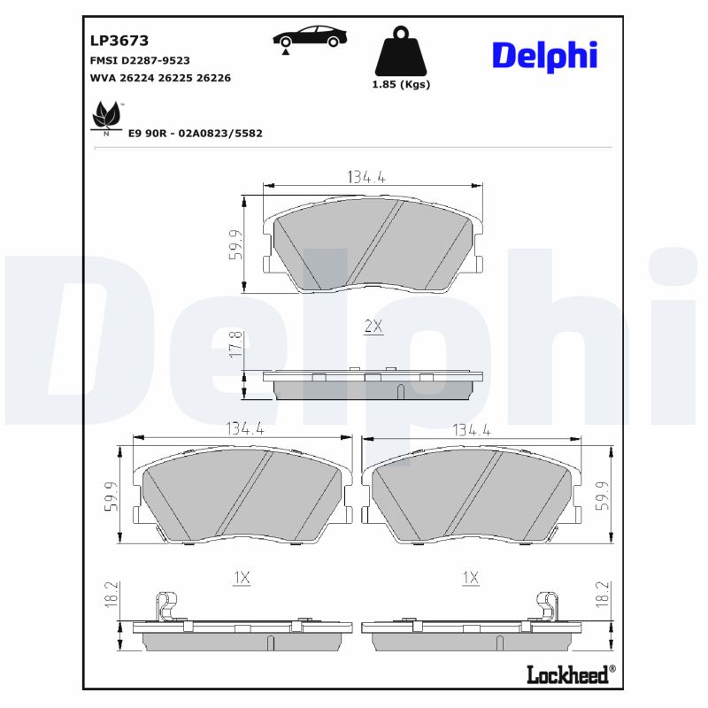 DELPHI Bremseklodser lp3673 for KIA