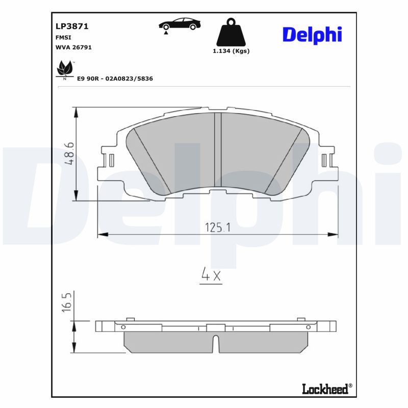 DELPHI Bremseklodser LP3871 for TOYOTA