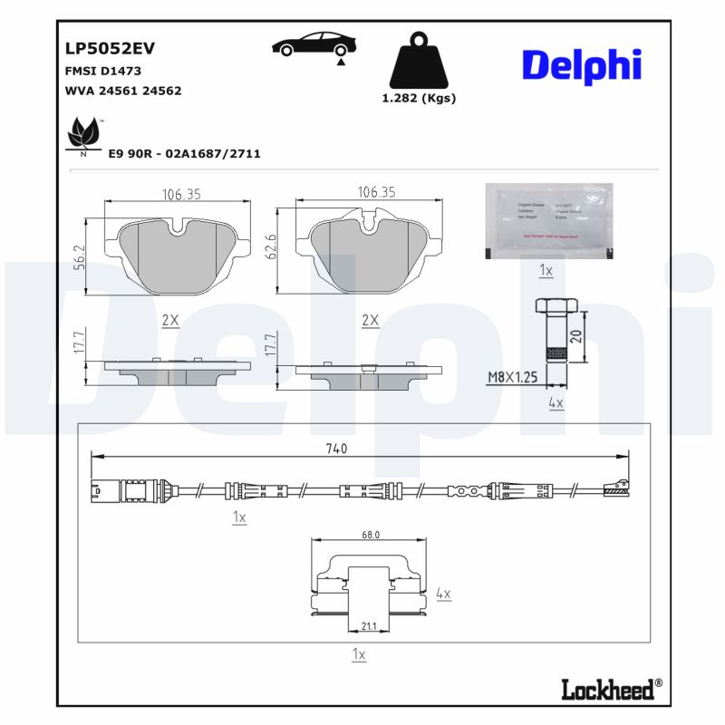 DELPHI Bremseklodser lp5052ev for BMW (BRILLIANCE)