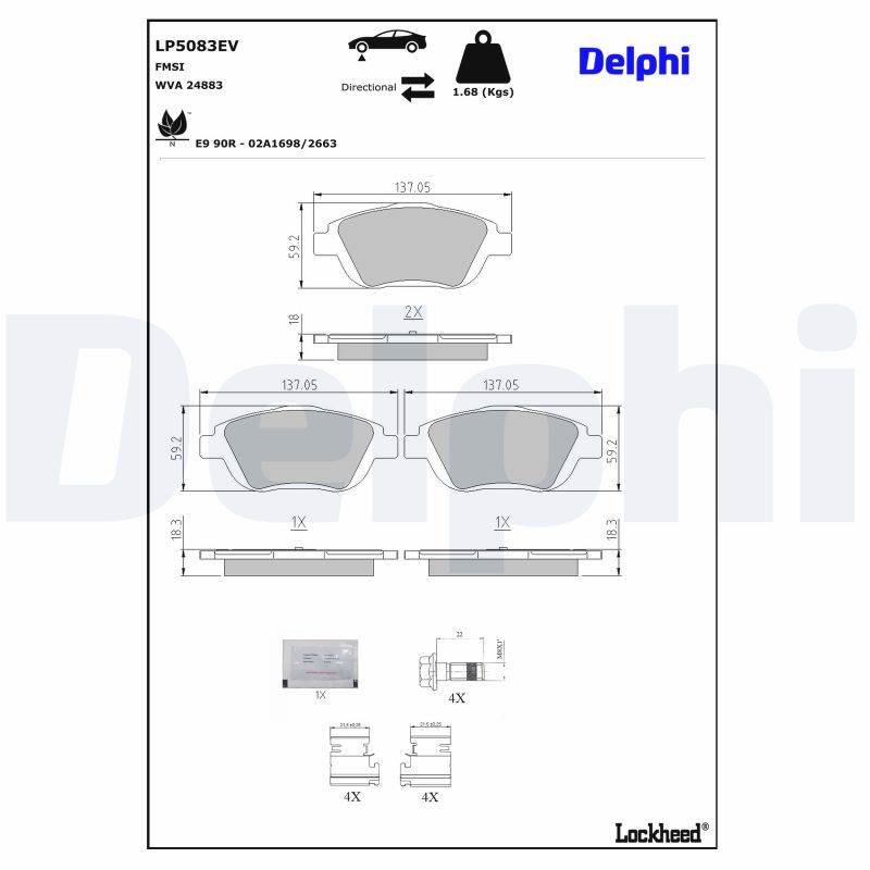 DELPHI Bremseklodser lp5083ev for DS