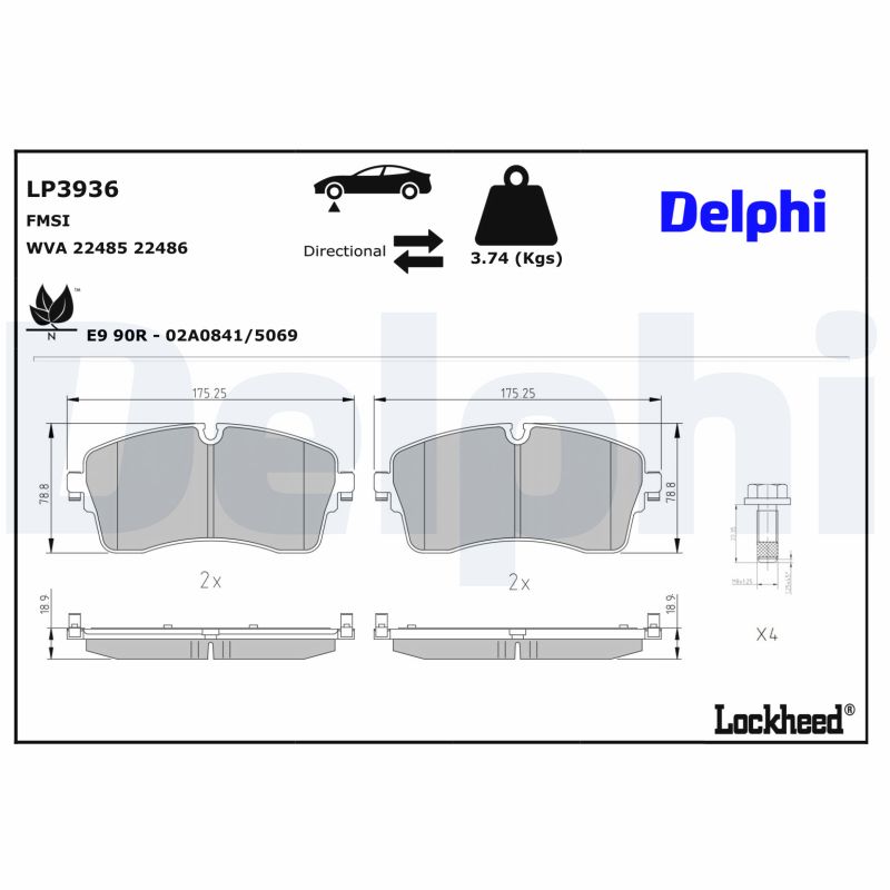 DELPHI Bremseklodser lp3936 for JAGUAR