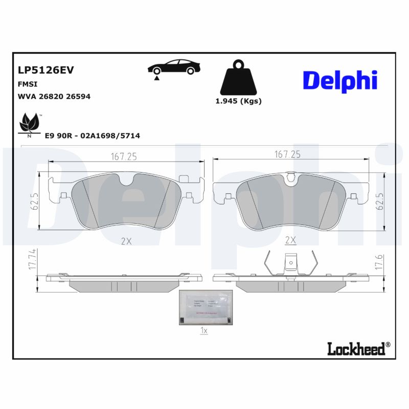DELPHI Bremseklodser lp5126ev for RENAULT