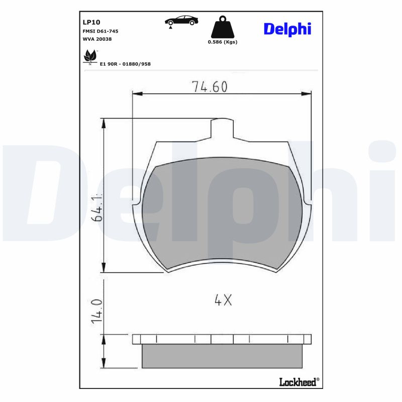 DELPHI Bremseklodser lp10 for VAUXHALL ROVER AUSTIN MG