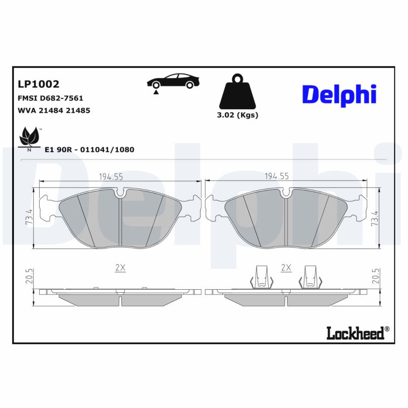 DELPHI Bremseklodser lp1002 for MERCEDES-BENZ CHRYSLER VW BMW ALPINA BENTLEY