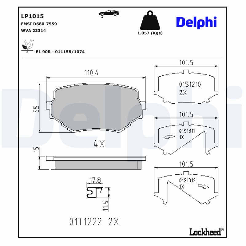 DELPHI Bremseklodser lp1015 for SUZUKI