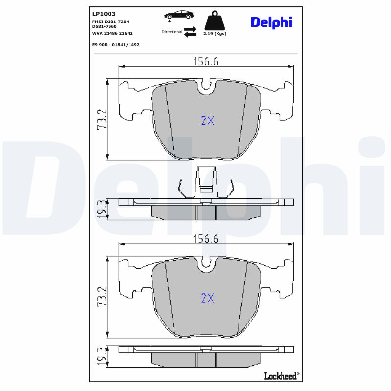 DELPHI Bremseklodser lp1003 for BMW