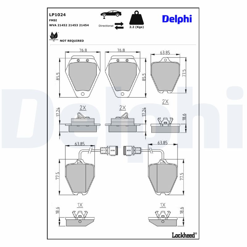 DELPHI Bremseklodser lp1024 for AUDI