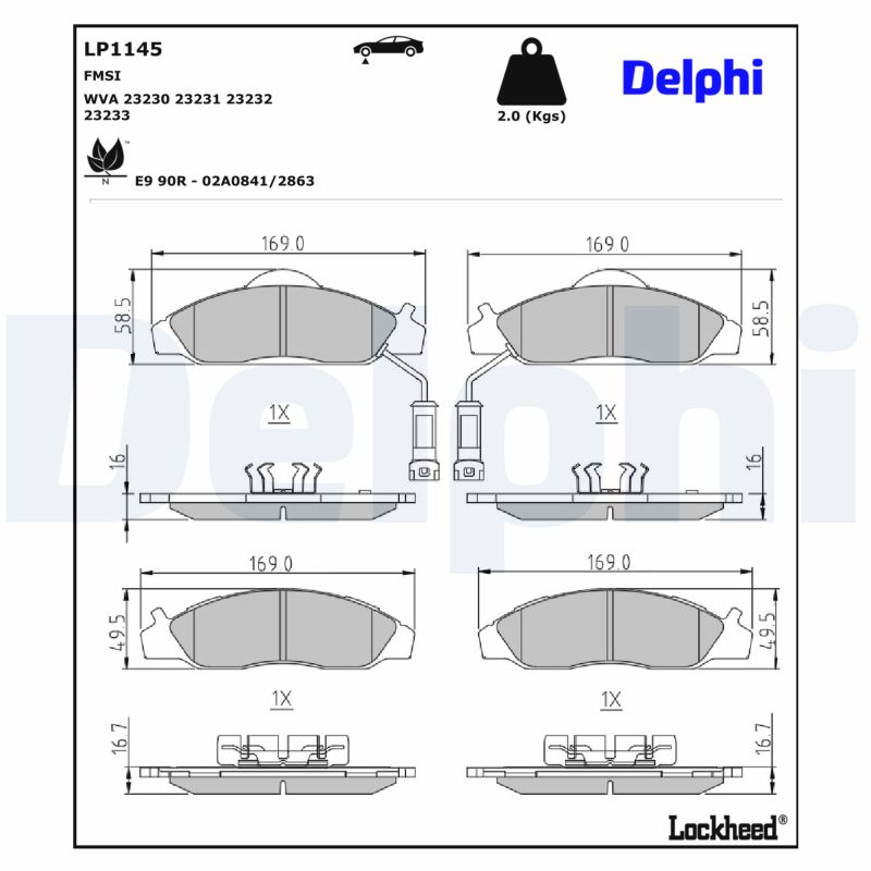 DELPHI Bremseklodser lp1145 for SSANGYONG DAEWOO