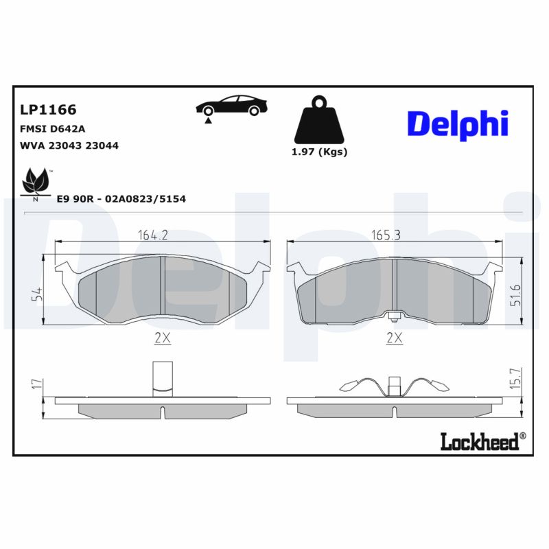 DELPHI Bremseklodser lp1166 for CHRYSLER
