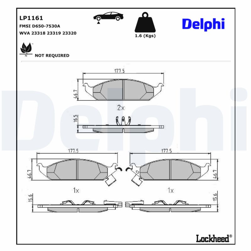 DELPHI Bremseklodser lp1161 for DODGE CHRYSLER