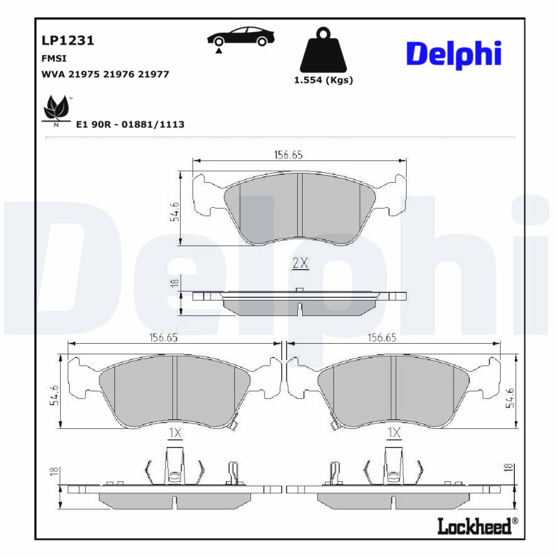 DELPHI Bremseklodser lp1231 for TOYOTA
