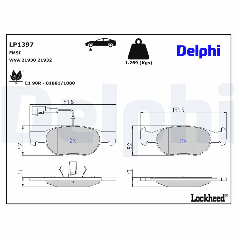 DELPHI Bremseklodser lp1397 for LANCIA ALFA ROMEO