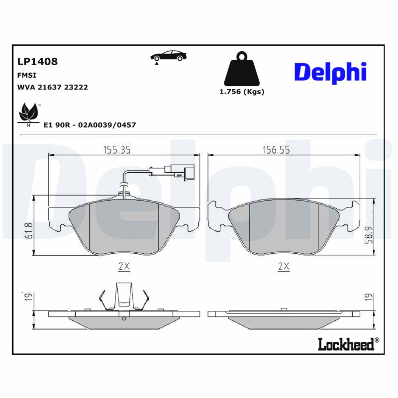 DELPHI Bremseklodser lp1408 for ALFA ROMEO LANCIA