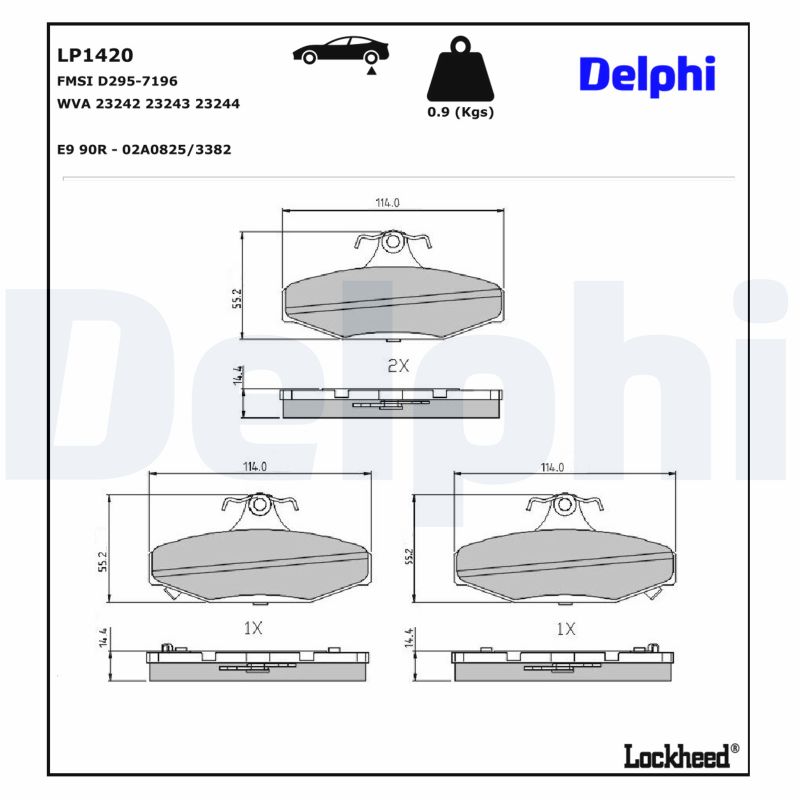 DELPHI Bremseklodser lp1420 for DAEWOO