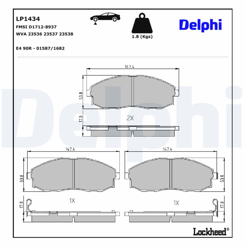 DELPHI Bremseklodser lp1434 for HYUNDAI KIA