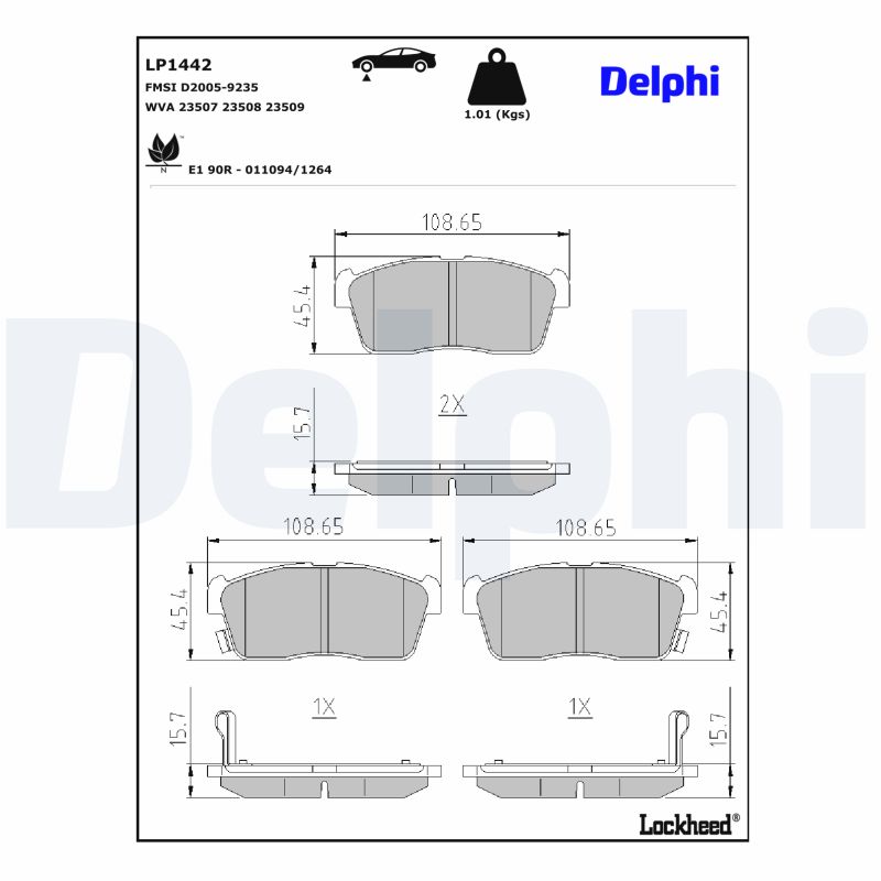 DELPHI Bremseklodser lp1442 for DAIHATSU SUZUKI SUBARU TOYOTA