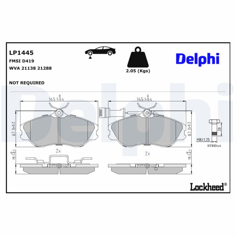 DELPHI Bremseklodser lp1445 for AUDI