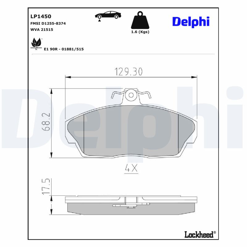 DELPHI Bremseklodser lp1450 for LAND ROVER