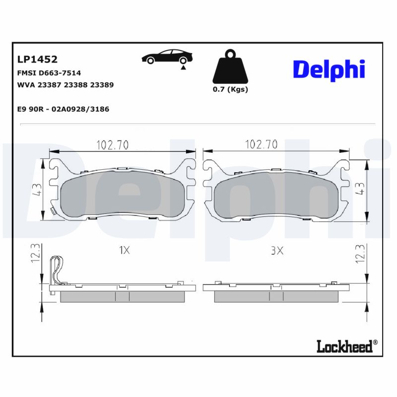 DELPHI Bremseklodser lp1452 for MAZDA
