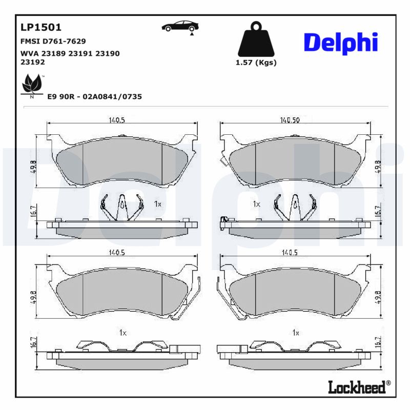 DELPHI Bremseklodser lp1501 for MERCEDES-BENZ