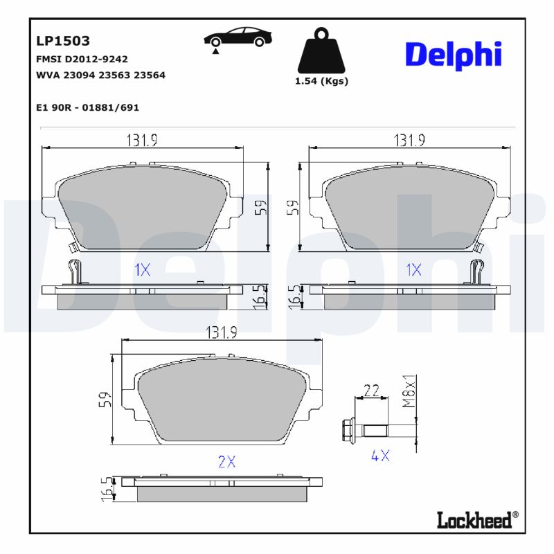 DELPHI Bremseklodser lp1503 for HONDA MG