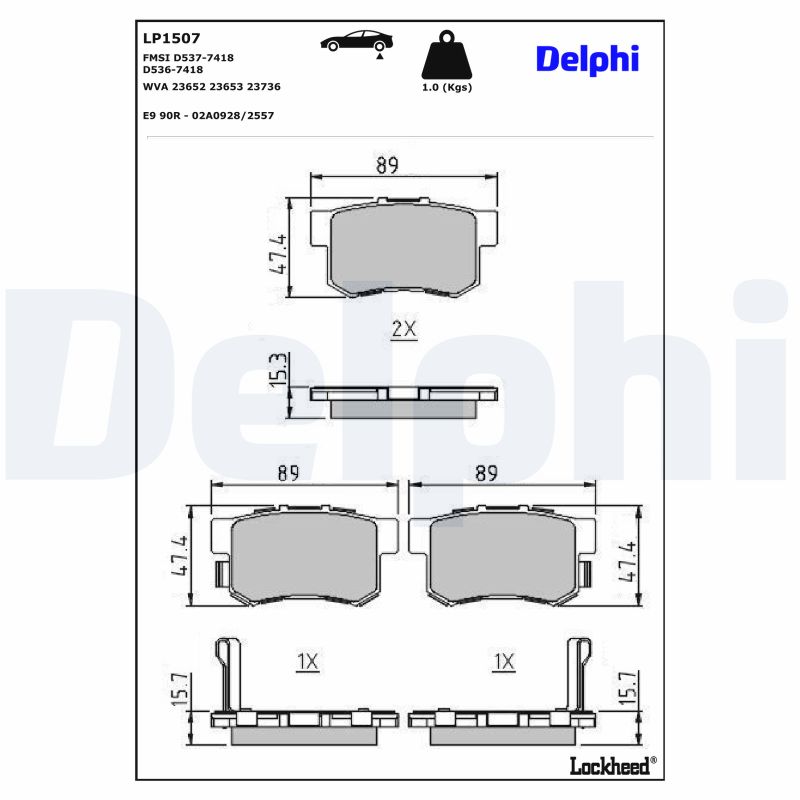 DELPHI Bremseklodser lp1507 for FIAT ACURA HONDA SUZUKI GREAT WALL