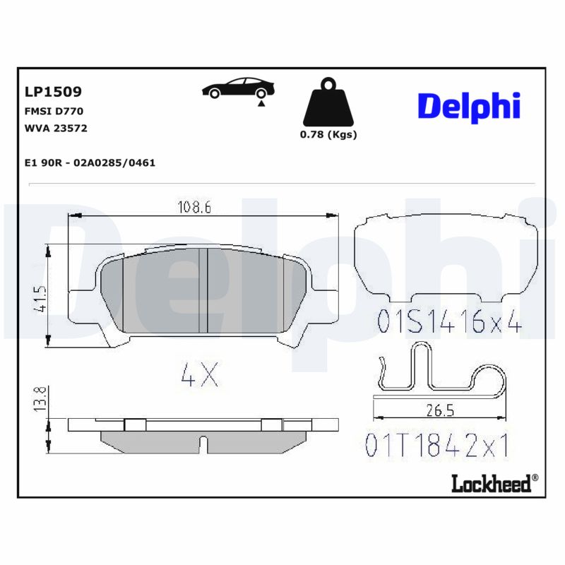 DELPHI Bremseklodser lp1509 for SUBARU