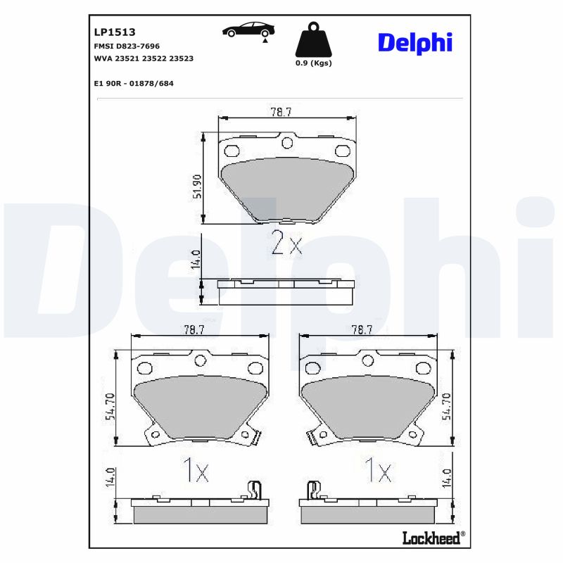 DELPHI Bremseklodser lp1513 for TOYOTA