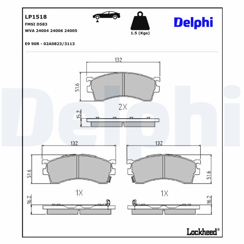 DELPHI Bremseklodser lp1518 for MAZDA