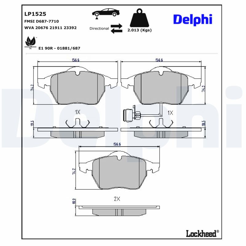 DELPHI Bremseklodser lp1525 for VW SKODA AUDI