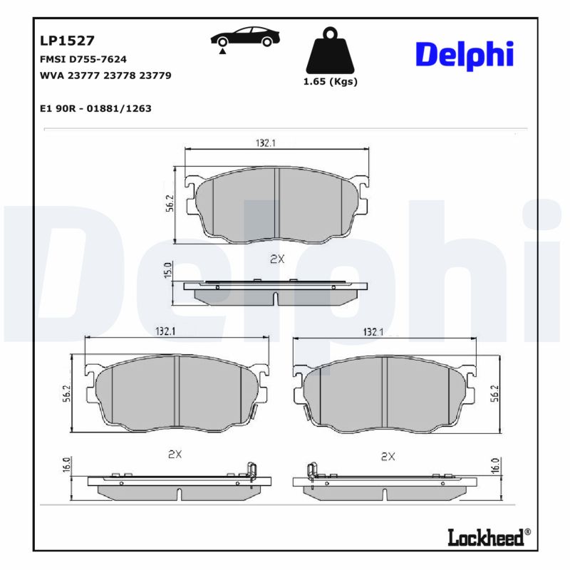 DELPHI Bremseklodser lp1527 for MAZDA